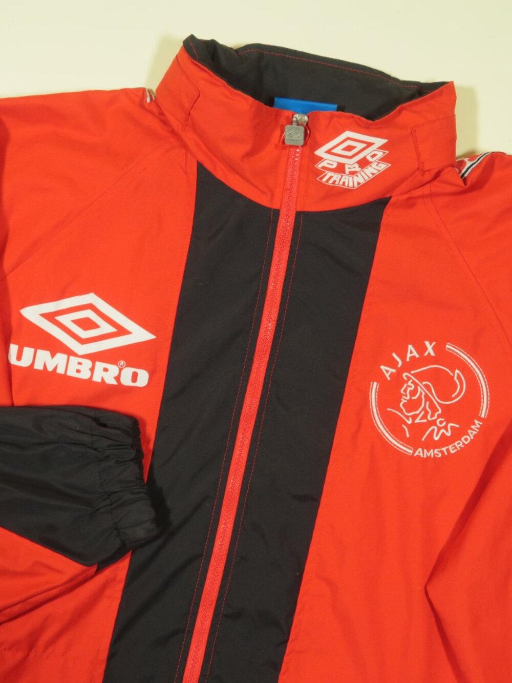 Vintage 90s Umbro Ajax Amsterdam Jacket Mens L Red Pro Training AFC Football Zip